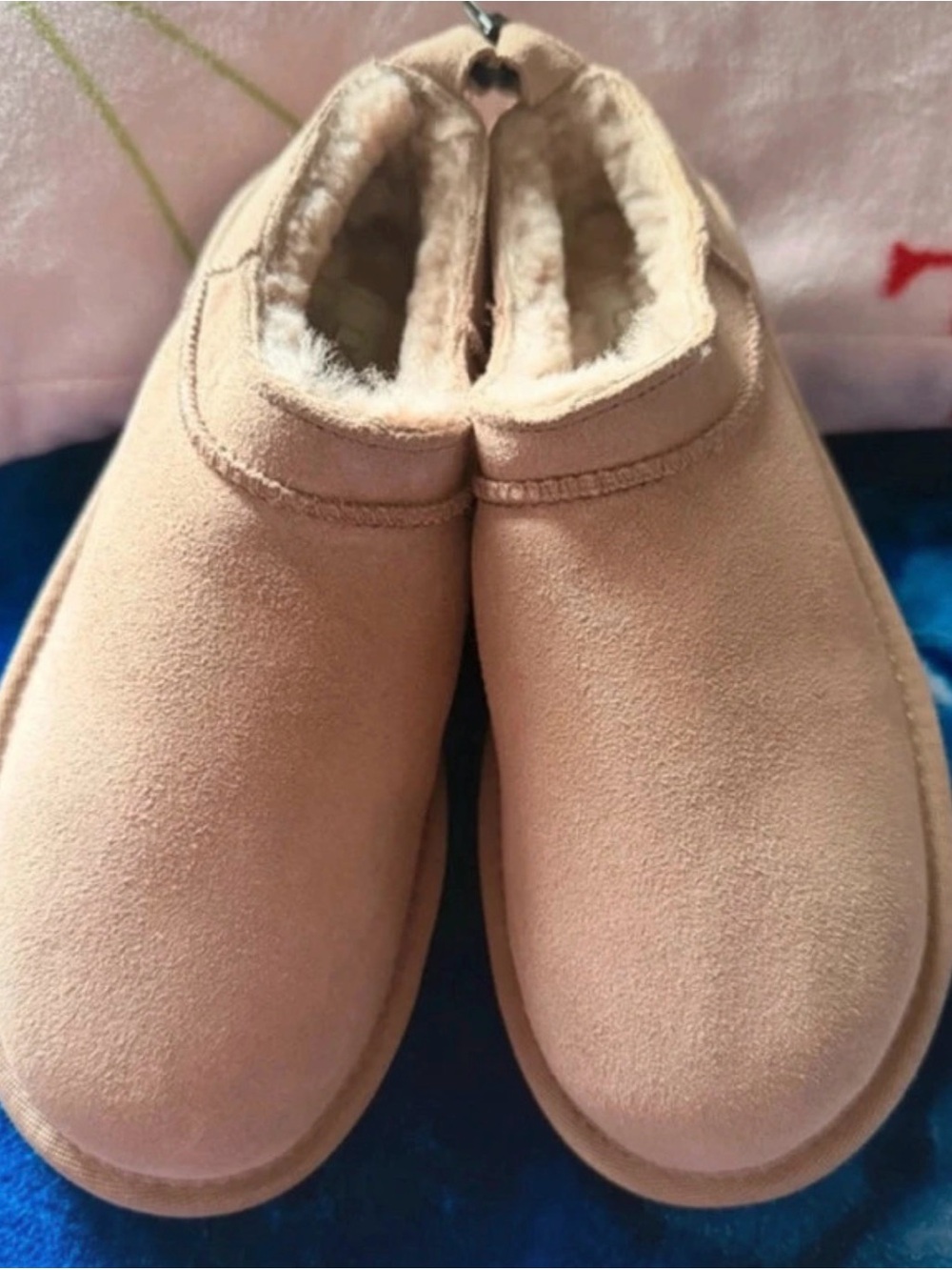 UGG Kids Slip-On Shearling-Lined Slippers in Tan